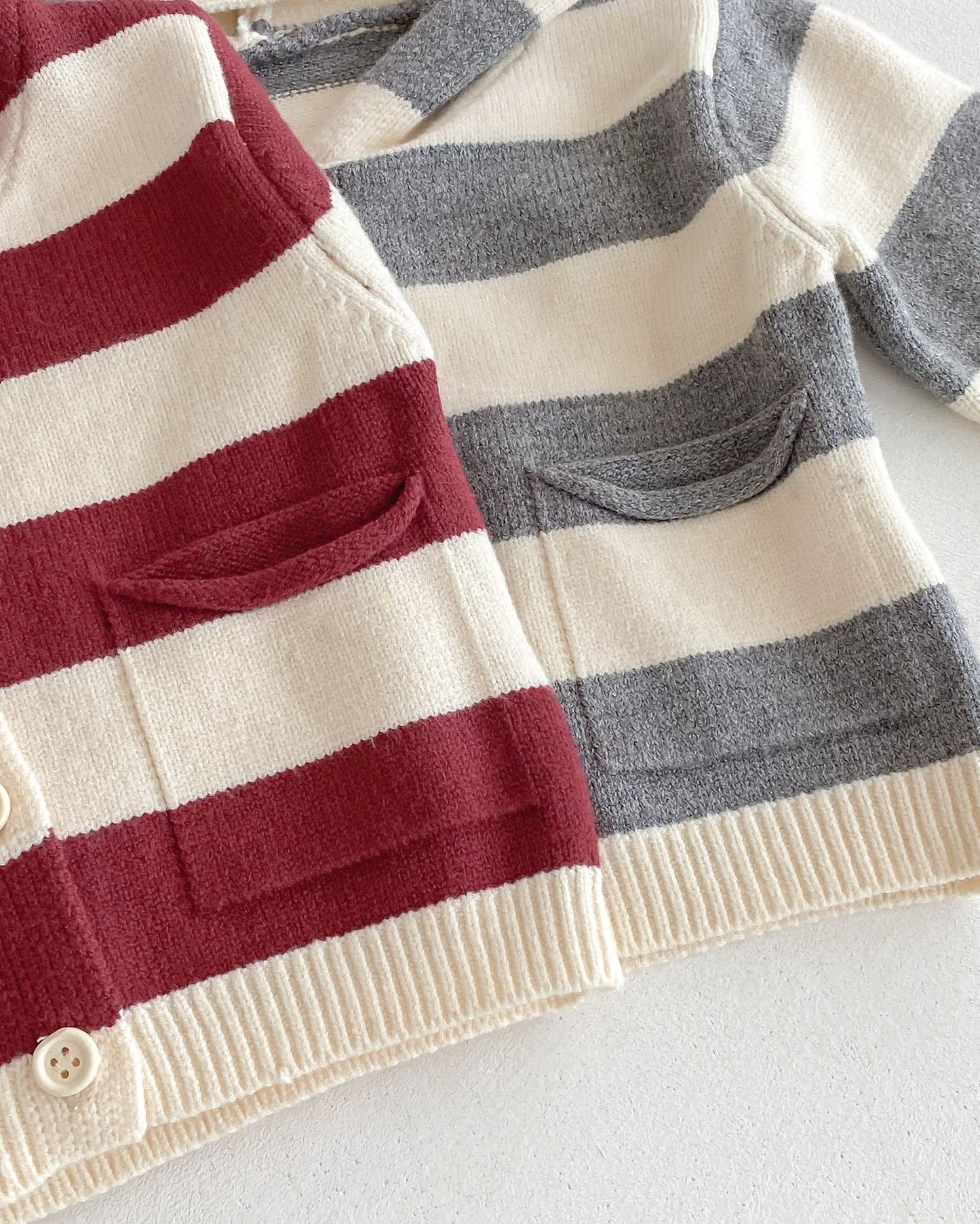 Casual Striped Knitted Baby Cardigan Jumpsuits Set