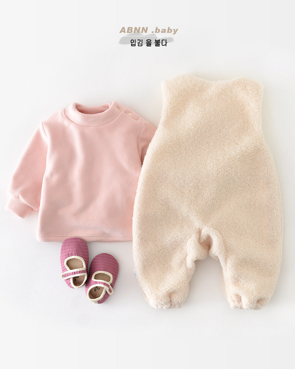 Warm Fleece Tulip Pattern Baby Jumpsuits Sweatshirt
