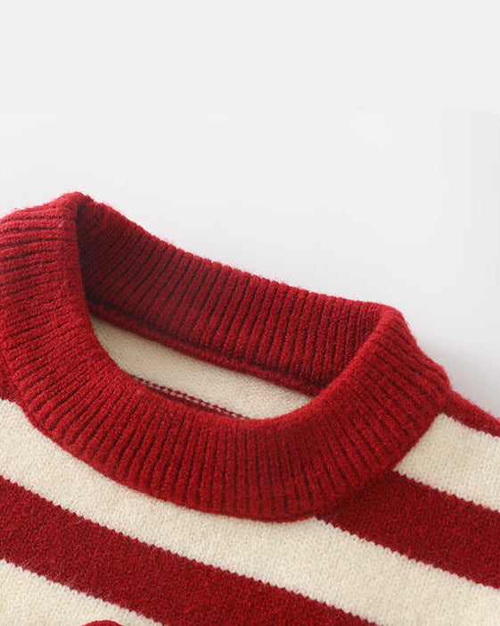 Christmas Decor Striped Knitted Baby Sweater