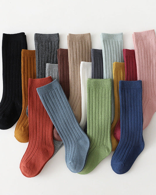 Solid Color Cotton Baby Knee-high Socks