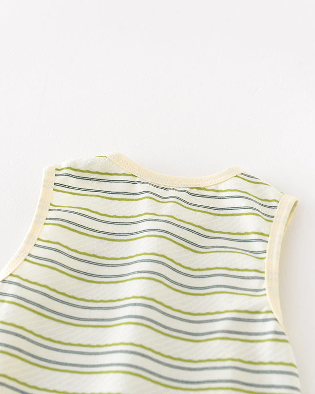 Tree Pattern Striped Baby Sleeveless Jumpsuits