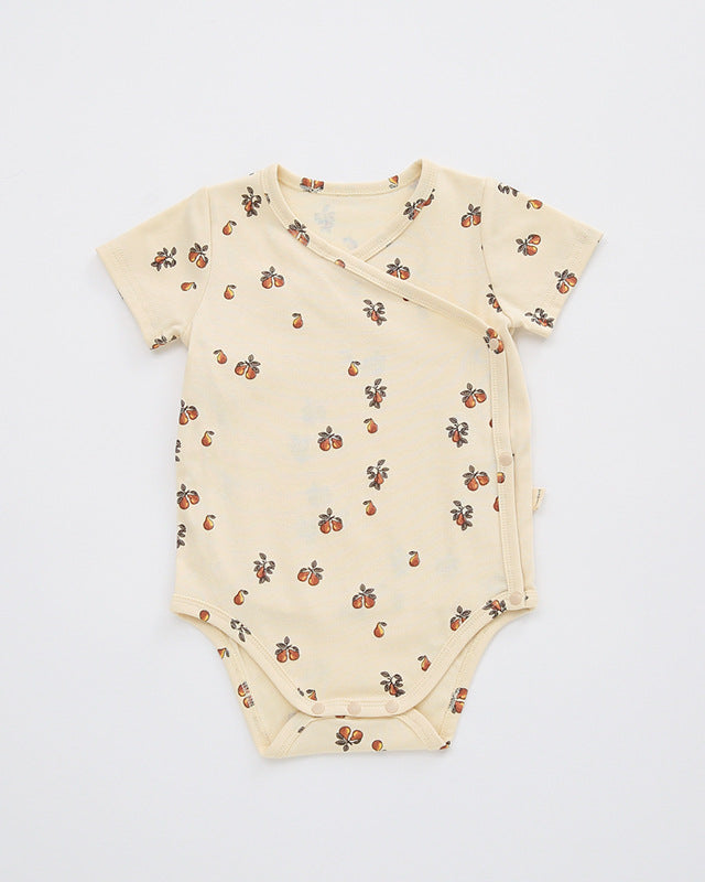Cotton Floral/Leaf/Fruit Baby Short Sleeve Romper