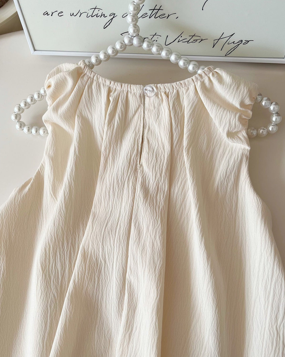 Beige Sweet Bow Decor Girl Dress/Outfit