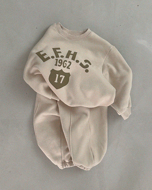 1962 Letter Fleece Warm Baby Hoodie Pants 2pcs Set