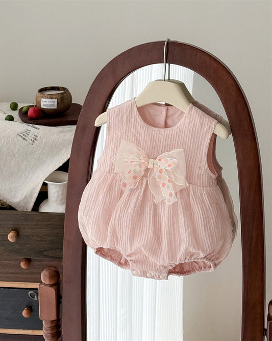 Sweet Tulle Bow Decor Baby Romper
