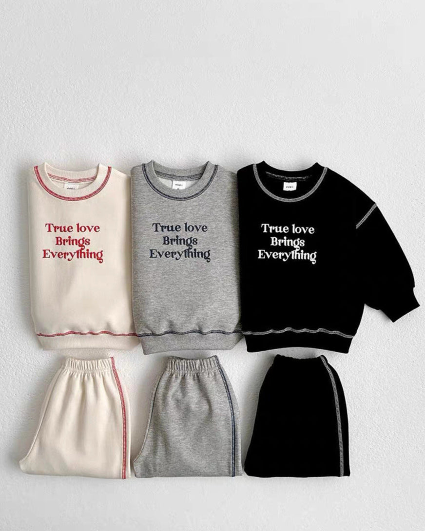 Letter Printed Casual Baby Hoodie Pants 2pcs Set