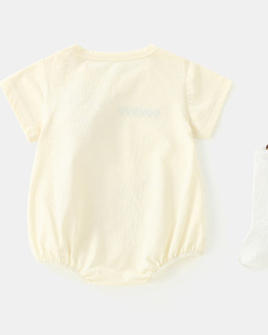 Giraffe Pattern Short Sleeve Romper/Socks