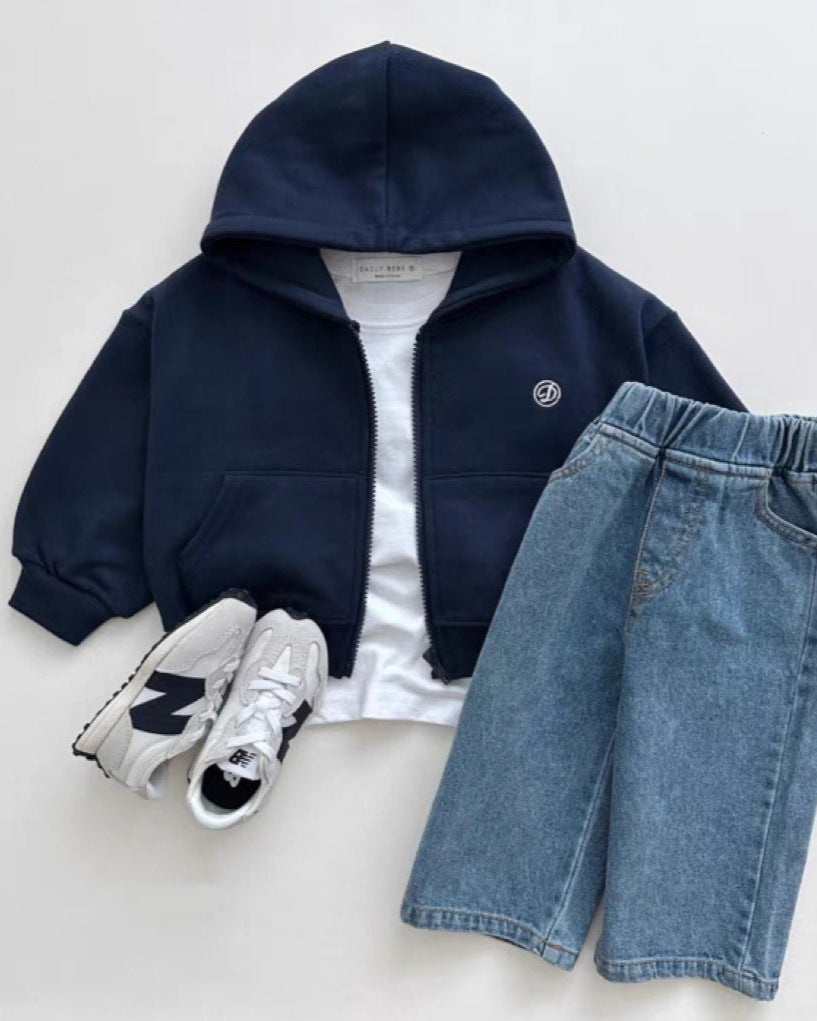 Casual Zipped Baby Coat Pants 2pcs Set