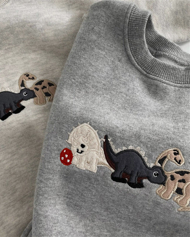 Dinosaur Pattern Fleece Long Sleeve Baby Romper