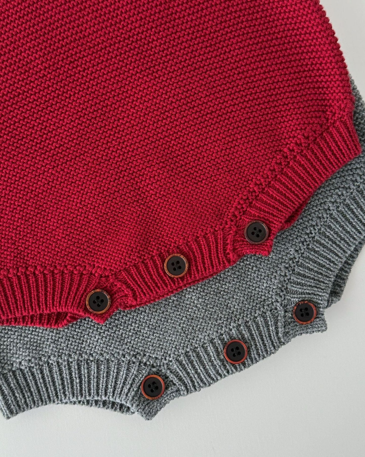 Tie Decor Long Sleeve Knitted Baby Romper