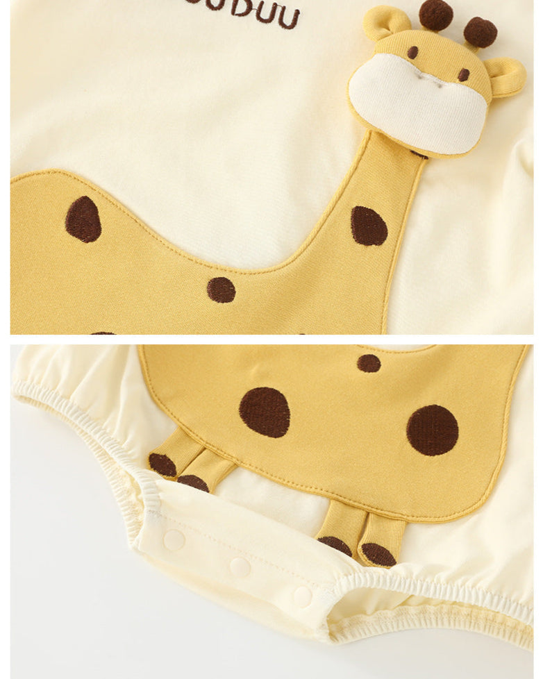 Giraffe Pattern Short Sleeve Romper/Socks