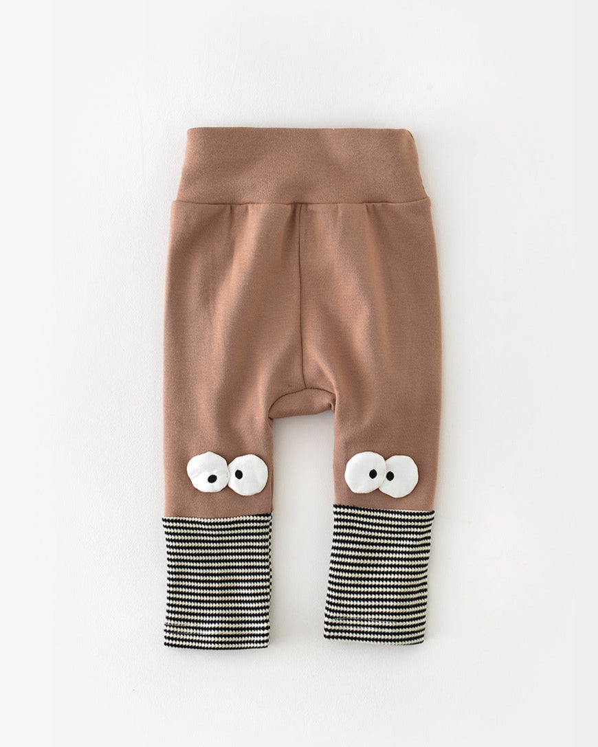 Color Black Cartoon Baby High Waisted Pants