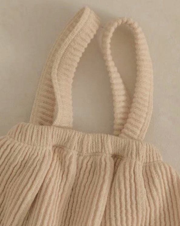 Solid Color Buttoned Elastic Baby Overalls