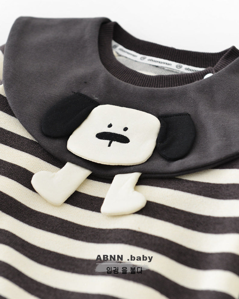 Striped Removable Collar Long Sleeve Baby Jumpsuits