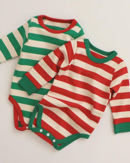 Christmas Striped Baby Bodysuit/Top Pant Set