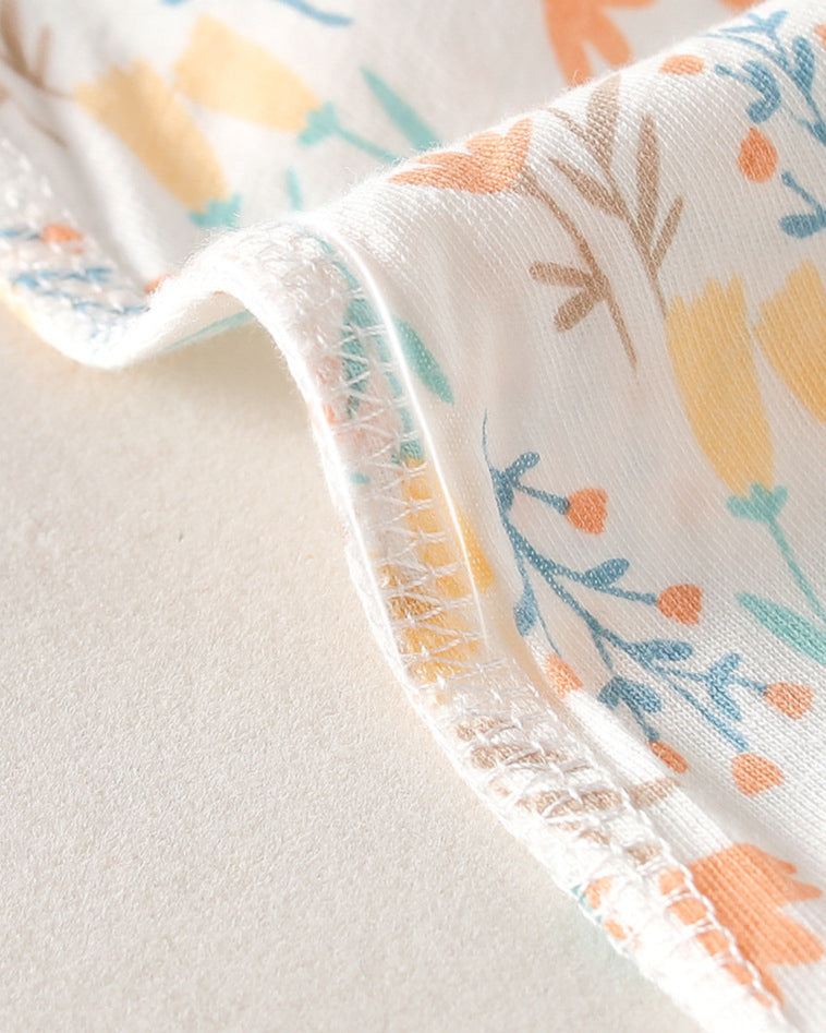 Cotton Sweet Floral Collar Long Sleeve Baby Jumpsuits