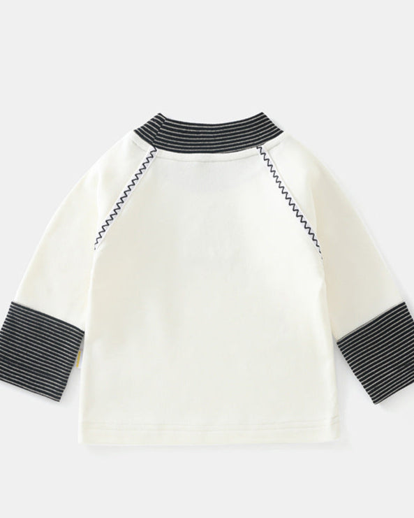 Puppy Striped Color Block Long Sleeve Baby T-shirt