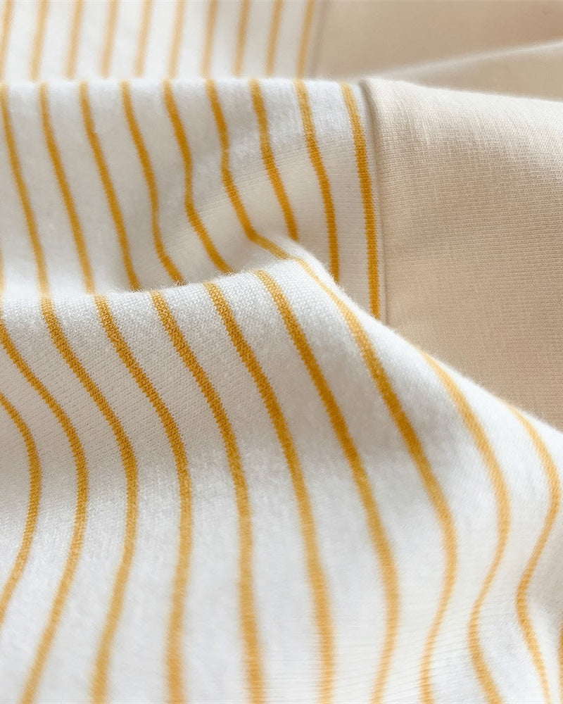 Bear Striped Short Sleeve Baby Jumpsuit