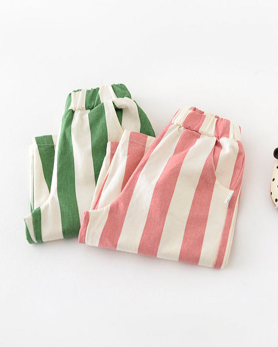 Color Block Casual Striped Baby Pants