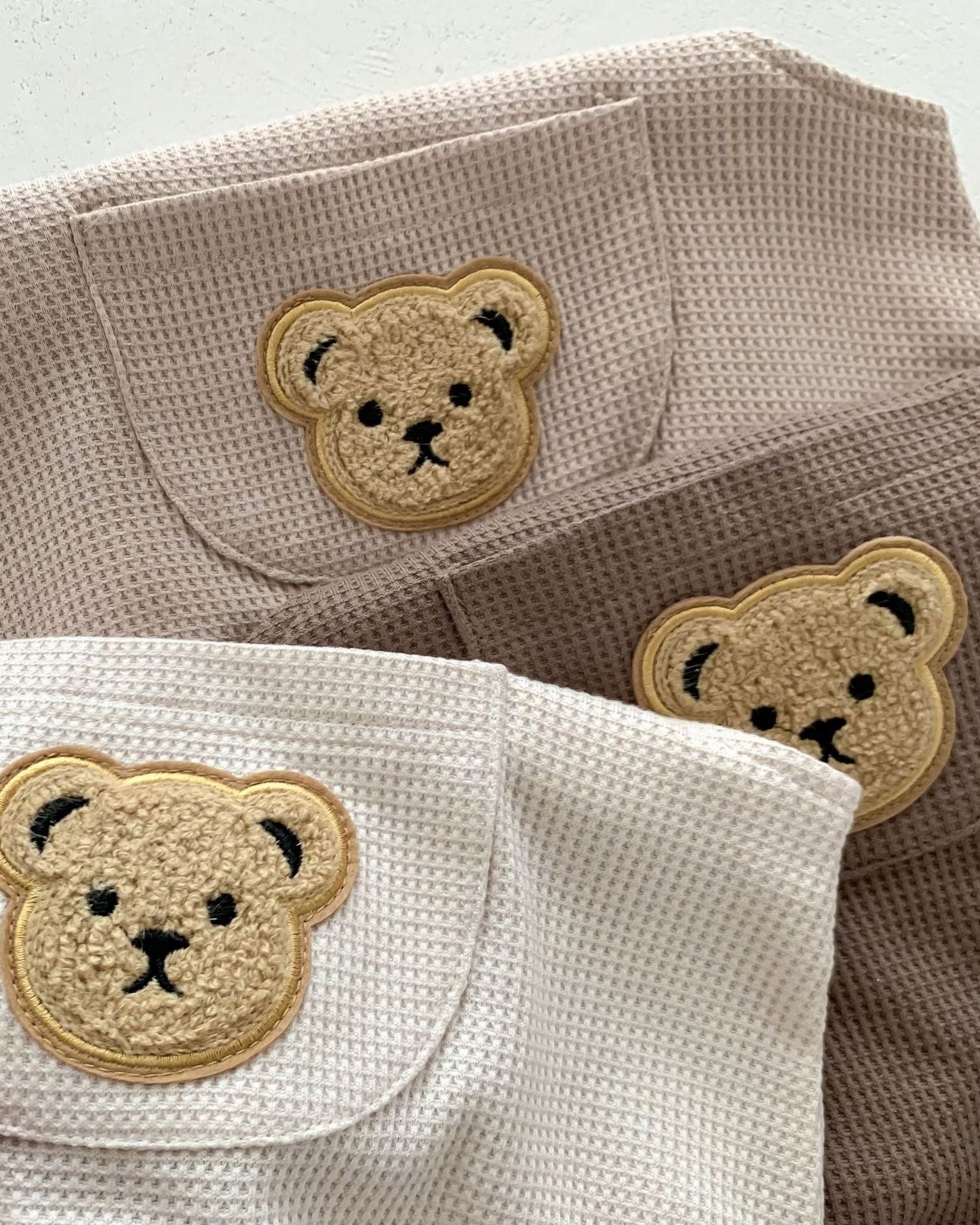 Waffled Bear Printed Baby Romper/Tee