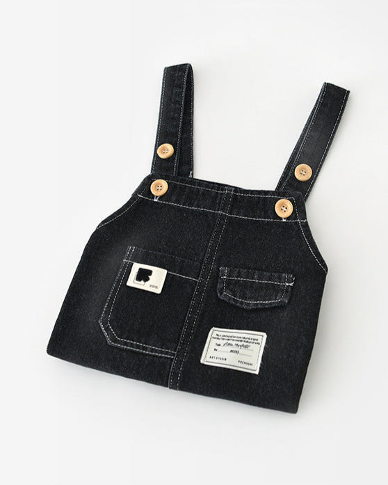 Solid Color Buttoned Denim Baby Overalls