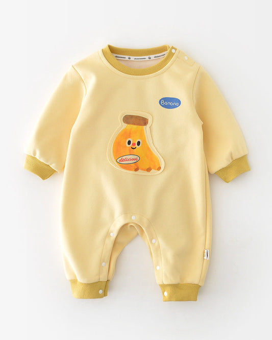 Cartoon Banana Decor Long Sleeve Baby Jumpsuits