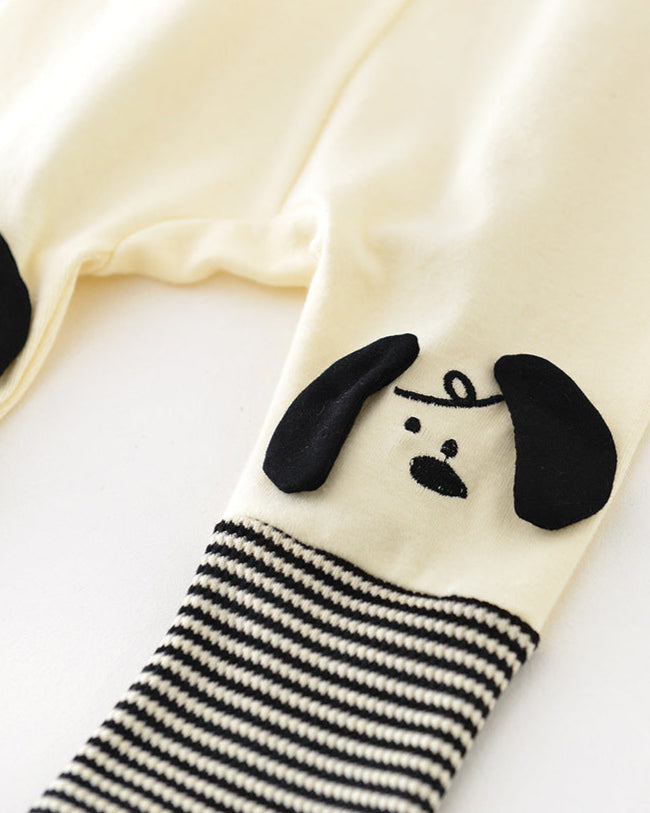 Color Black Cartoon Baby High Waisted Pants