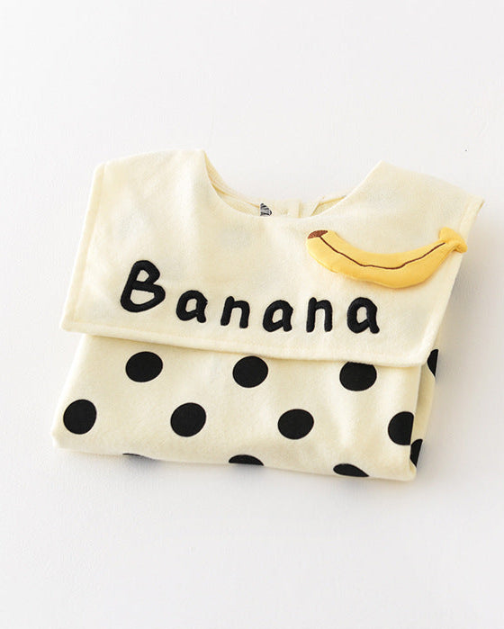 Banana Collar Polka Dot Baby Jumpsuits