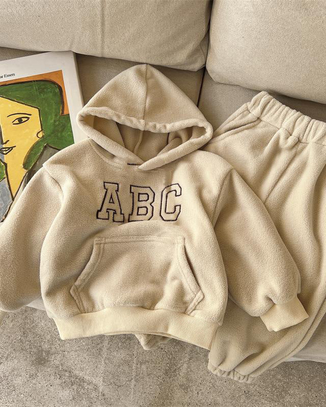 ABC Letter Fleece Baby Hoodie Pants 2pcs Set