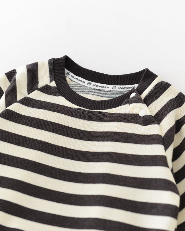 Striped Removable Collar Long Sleeve Baby Jumpsuits