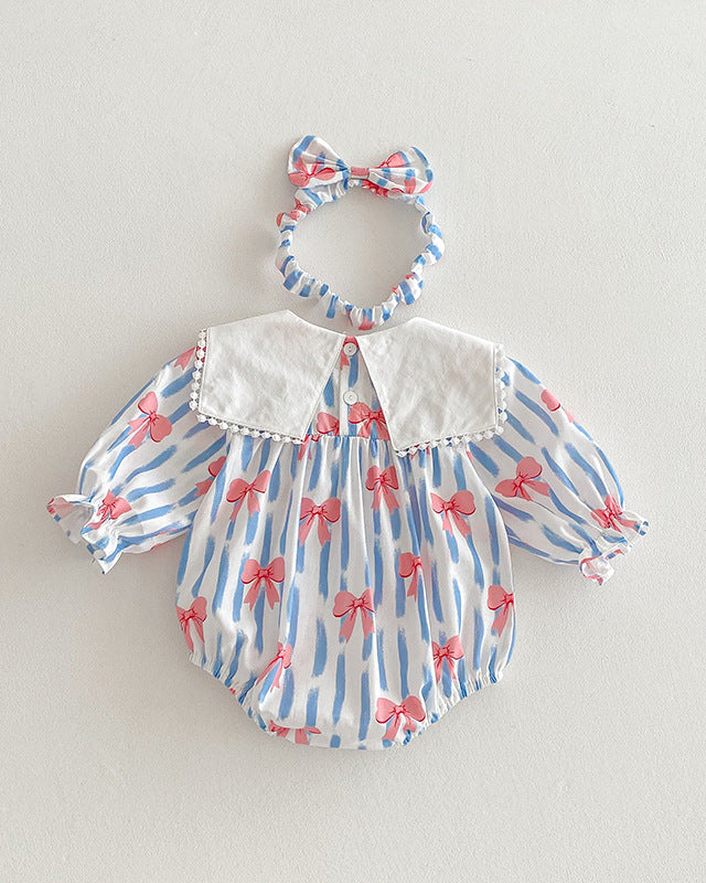 Striped Bow Pattern Girl Dress/Baby Romper