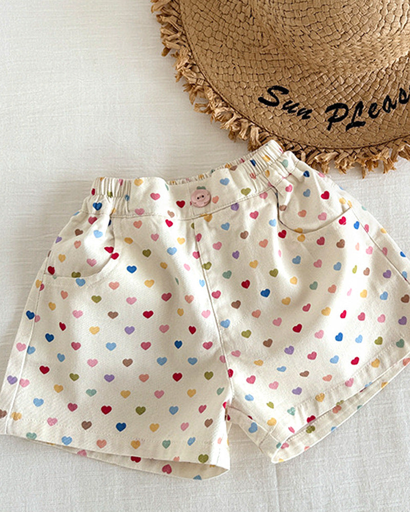 Colorful Heart Printed Baby Girl Short Pants