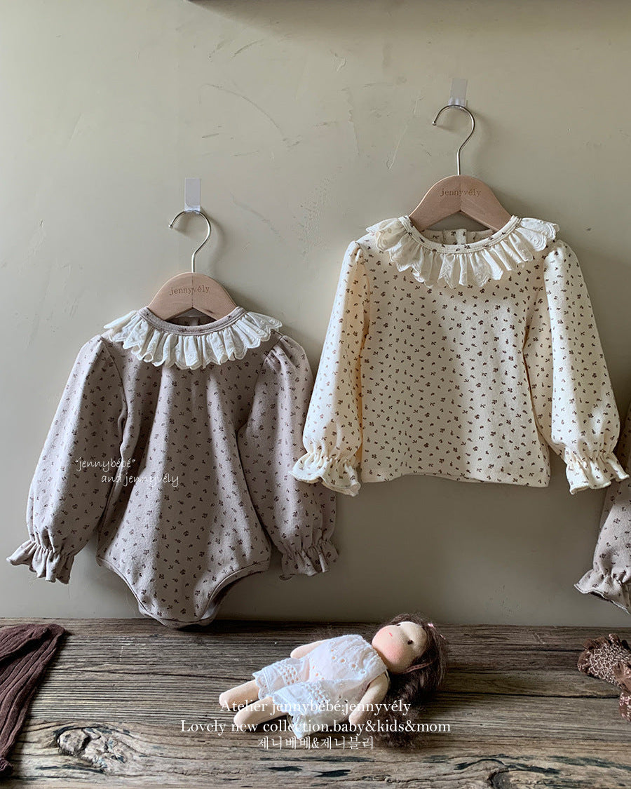 Floral Lace Collar Baby Long Sleeve Top/Romper