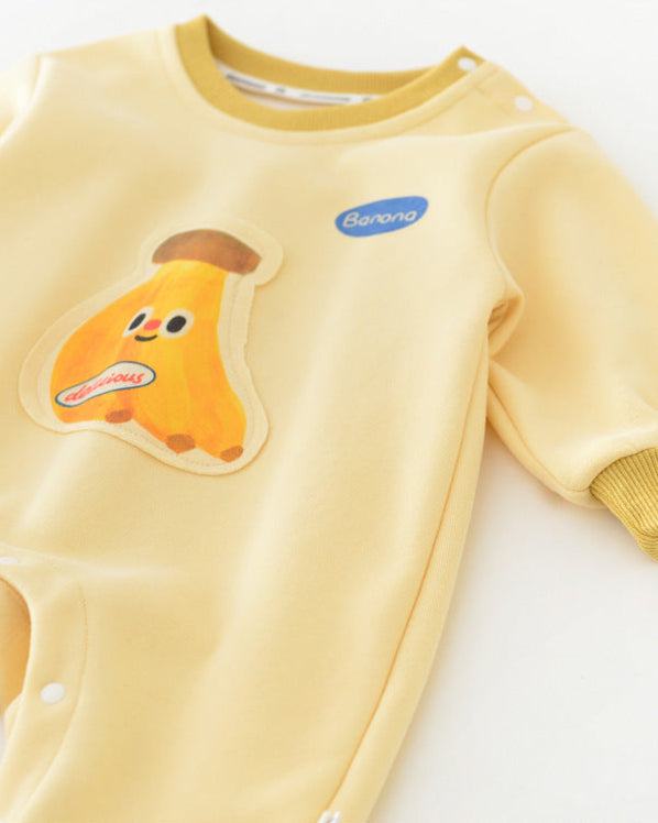 Cartoon Banana Decor Long Sleeve Baby Jumpsuits