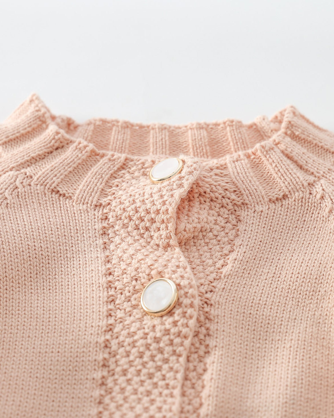 Ruffled Buttoned Knitted Long Sleeve Baby Jumpsuits