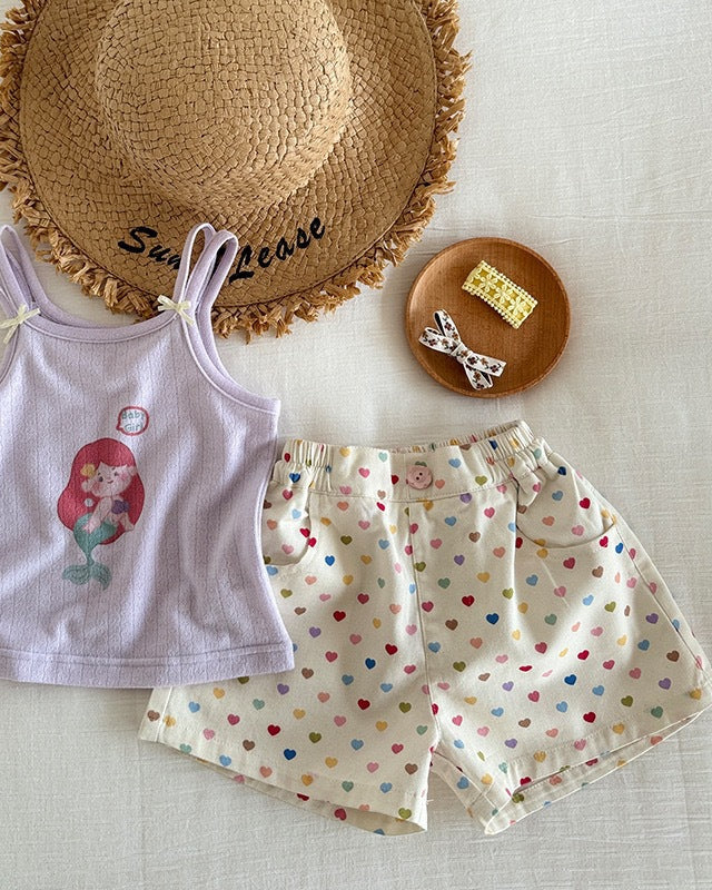 Colorful Heart Printed Baby Girl Short Pants