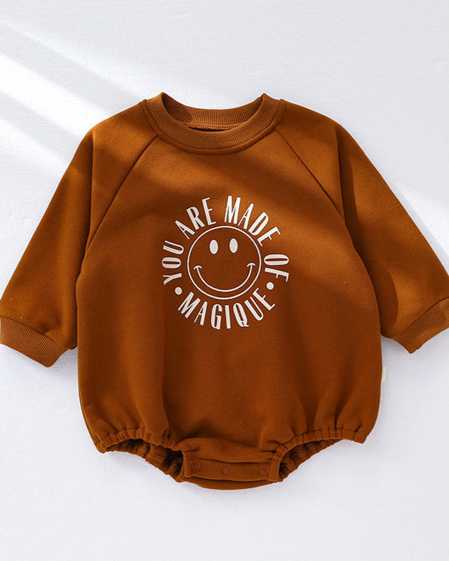 Moon Smile Face Long Sleeve Baby Sweatshirt Romper