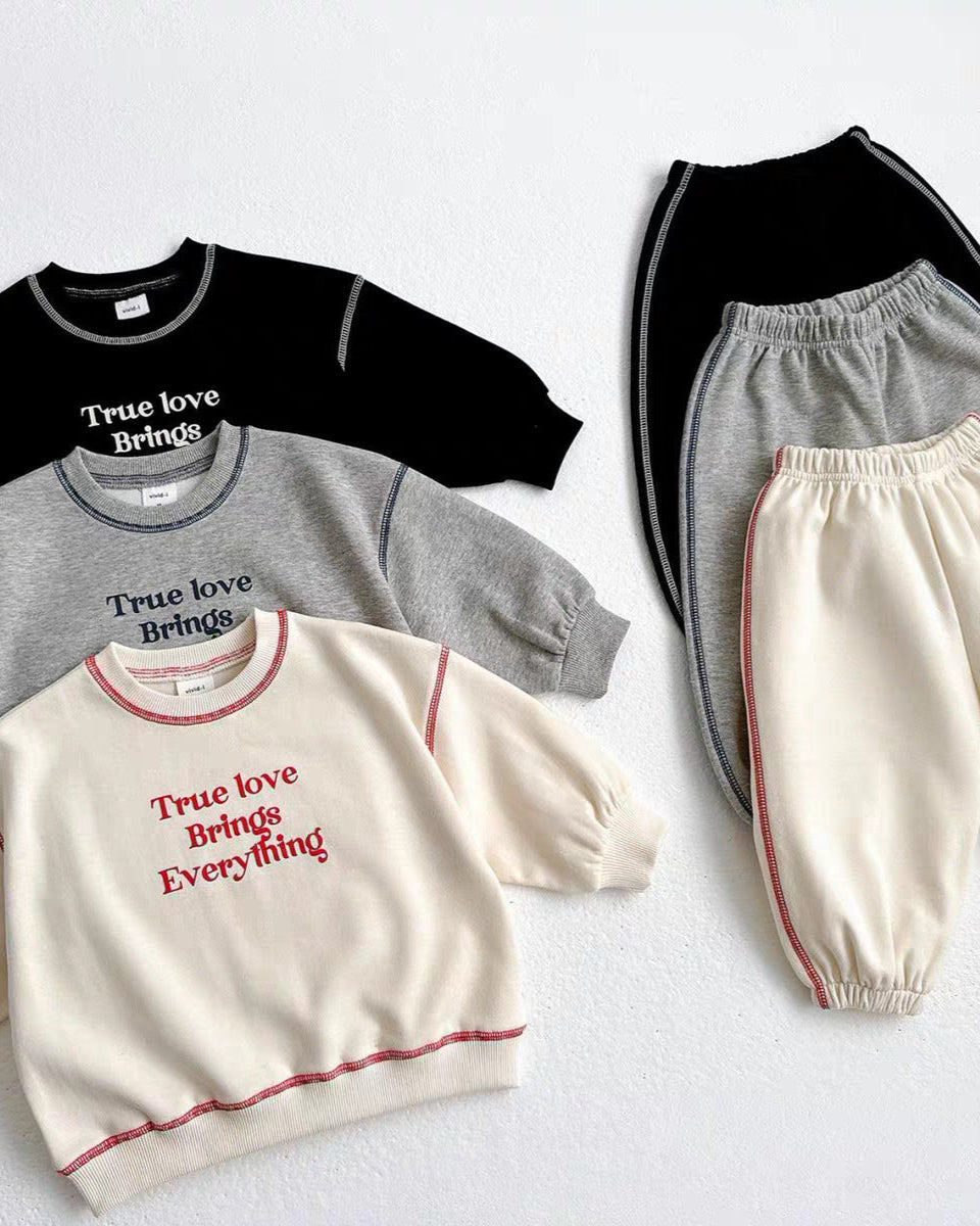 Letter Printed Casual Baby Hoodie Pants 2pcs Set
