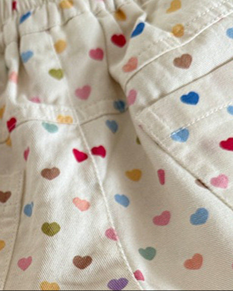 Colorful Heart Printed Baby Girl Short Pants