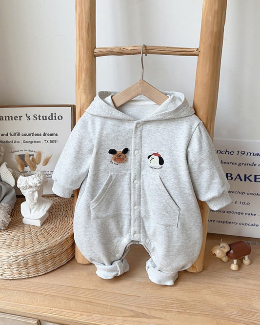 Puppy Ear Hooded Long Sleeve Baby Jumpsuits