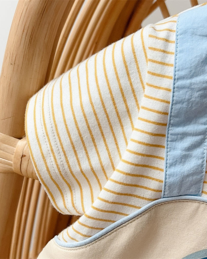 Bear Striped Short Sleeve Baby Jumpsuit