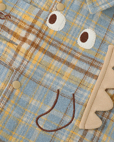 Dinosaur Plaid Printed Long Sleeve Baby Jumpsuits
