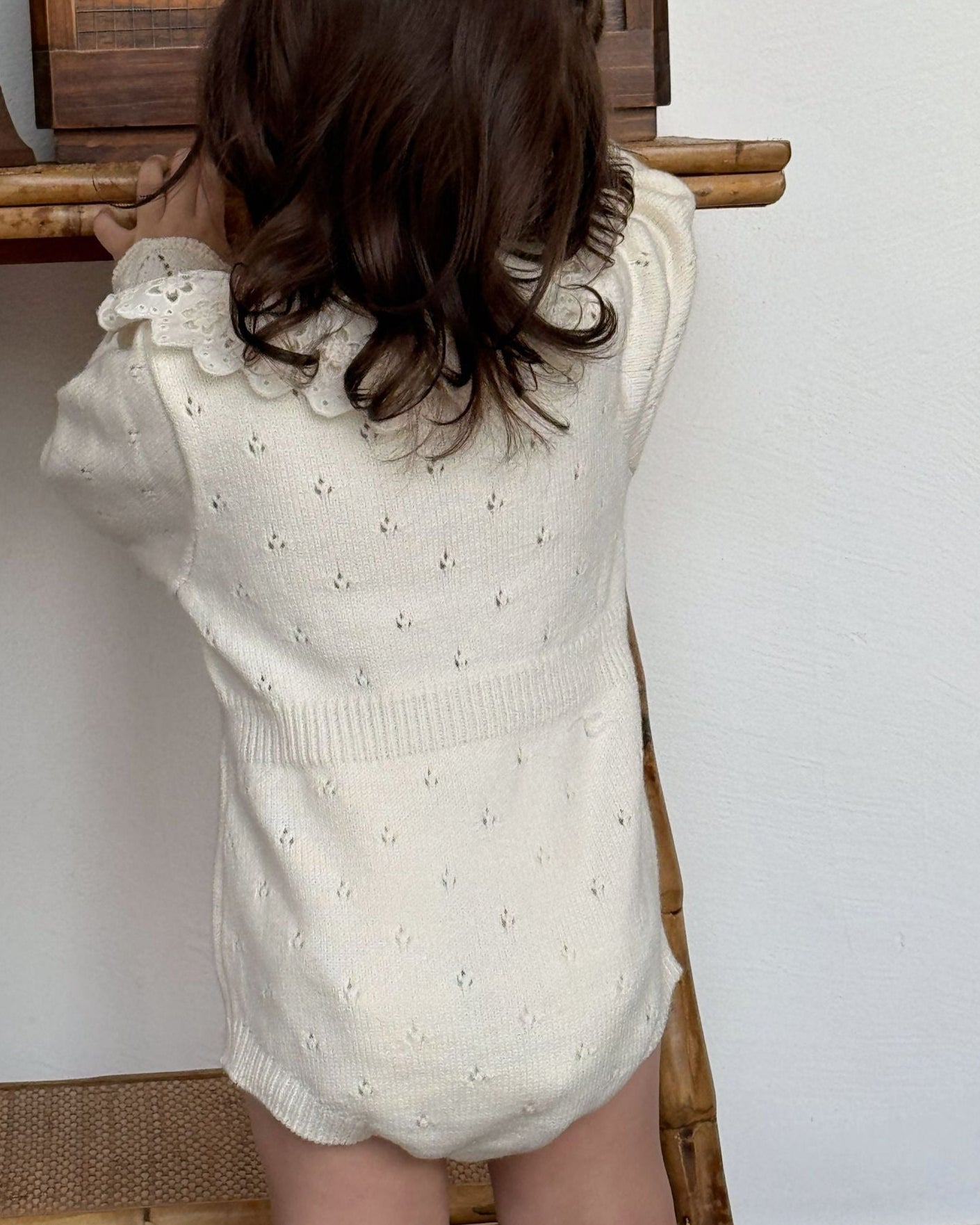 Sweet Lace Collar Knitted Long Sleeve Baby Romper