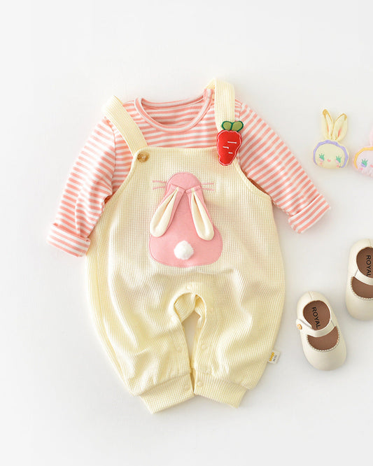 2pcs Rabbit Pattern Baby Sweatshirt Jumpsuits Set