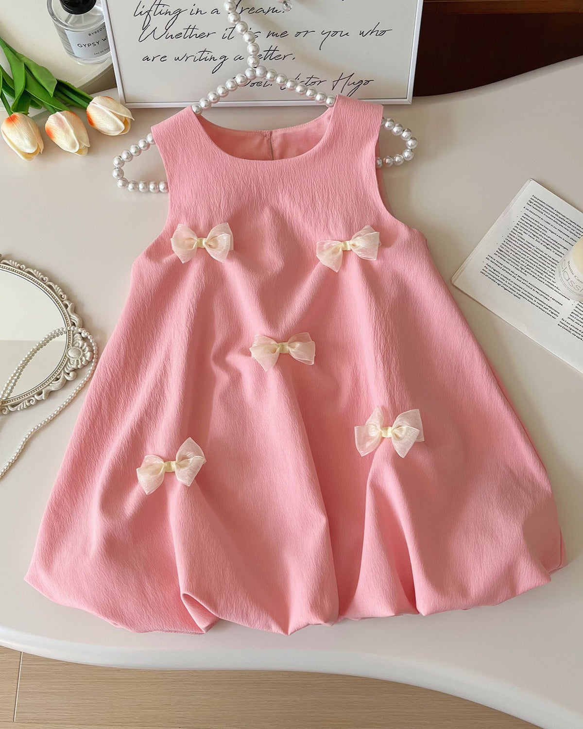 Sweet Bow Decor Girl Dress/Outfit