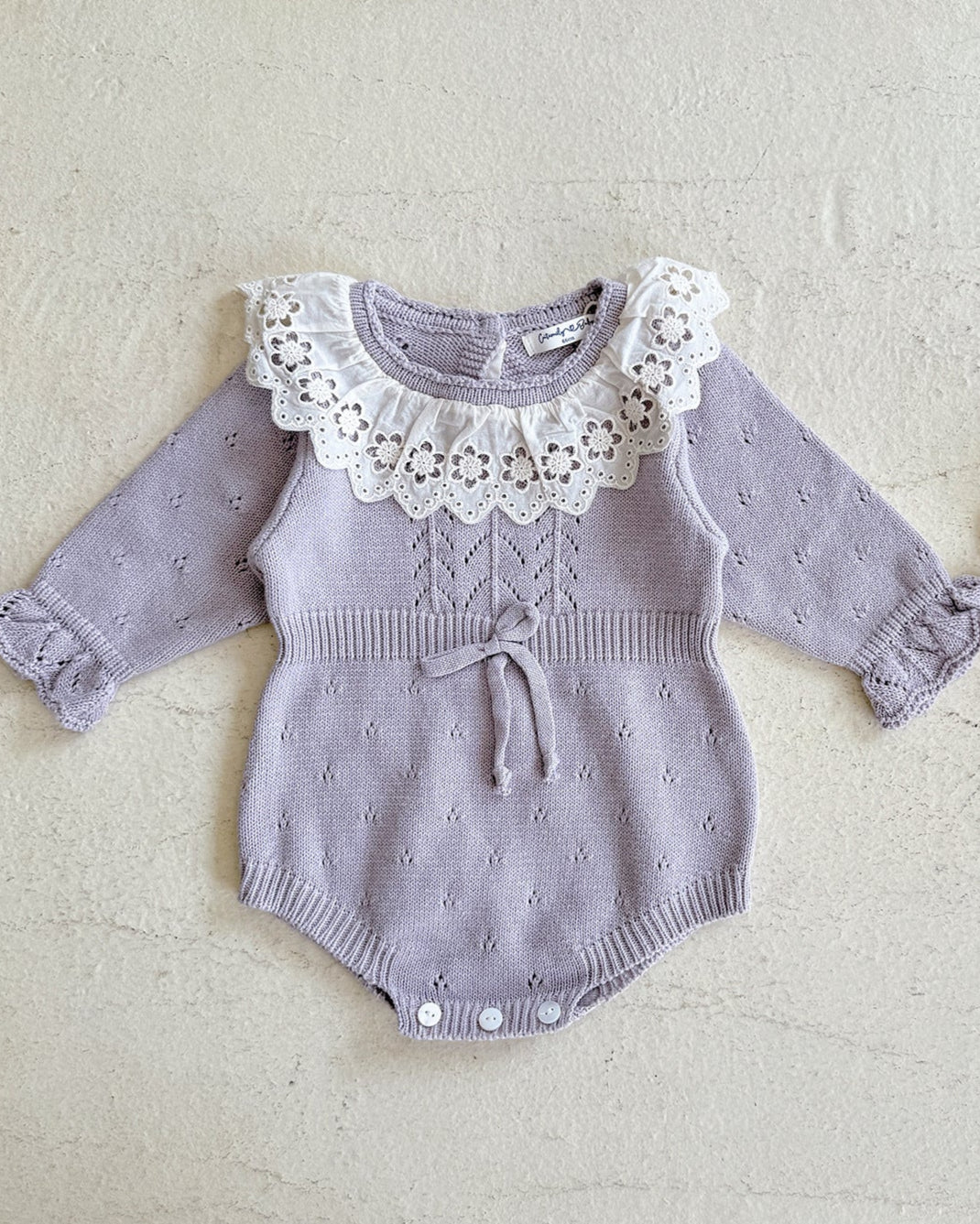 Sweet Lace Collar Knitted Long Sleeve Baby Romper