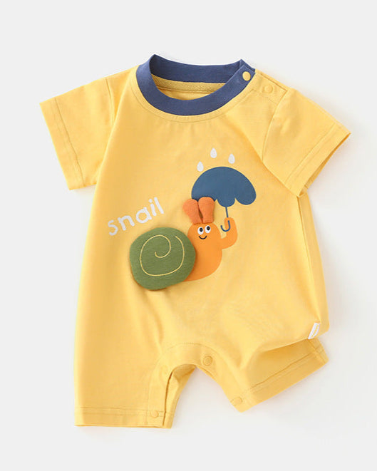 Snail House Printed Short Sleeve Baby Jumpsuits