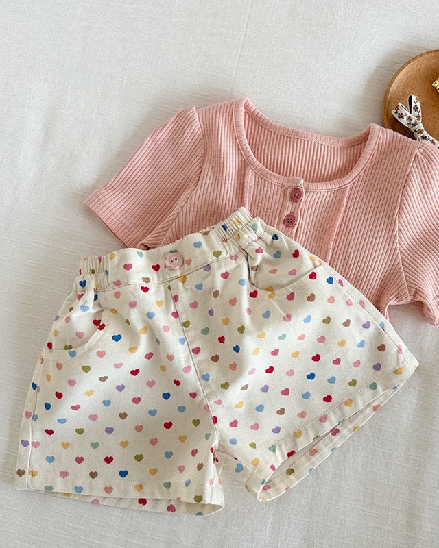 Colorful Heart Printed Baby Girl Short Pants