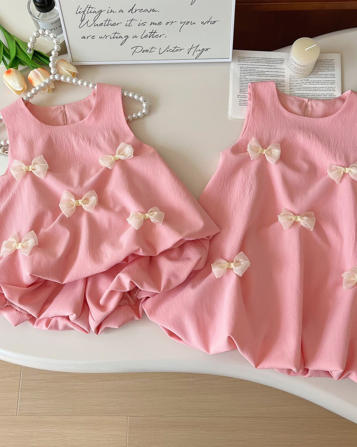 Sweet Bow Decor Girl Dress/Outfit