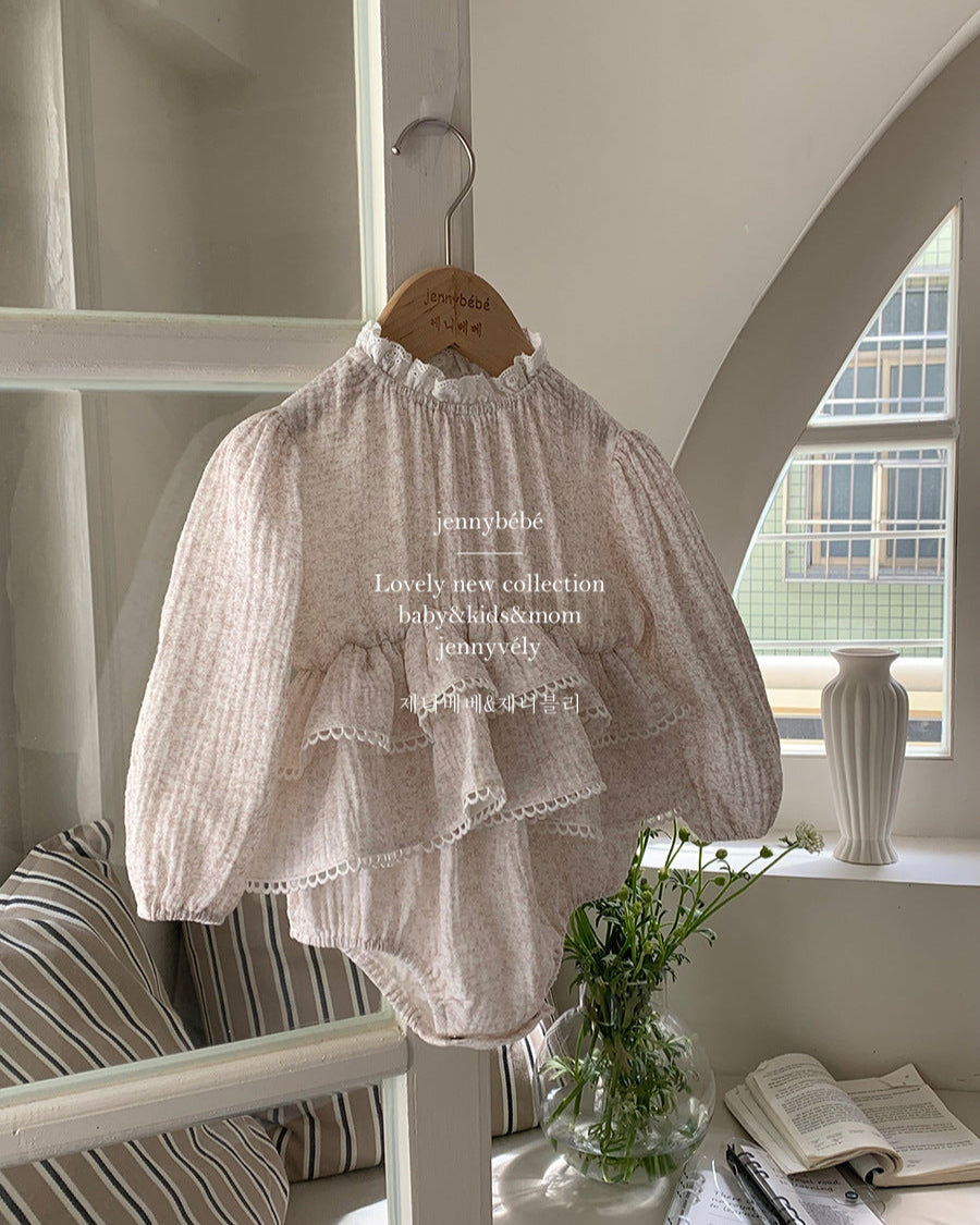 Floral Layered Breathable Long Sleeve Baby Romper